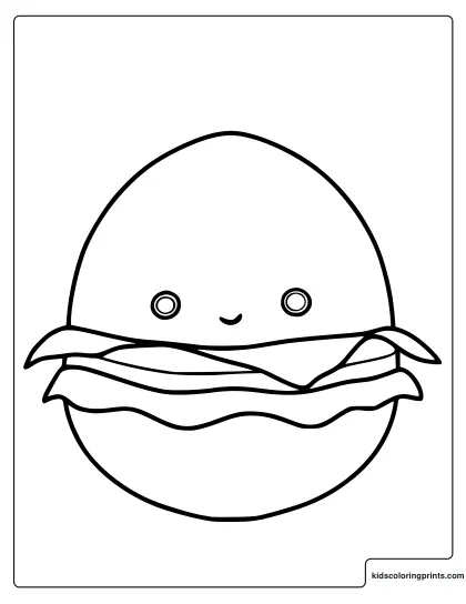 Carl The Cheeseburger Squishmallow Coloring Page With Layered Filling.