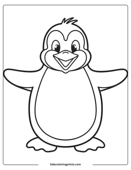 A Happy Penguin Smiling, A Simple And Fun Penguin Coloring Page For Kids.