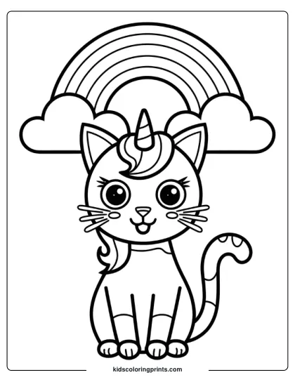 Unicorn Cat Coloring Page