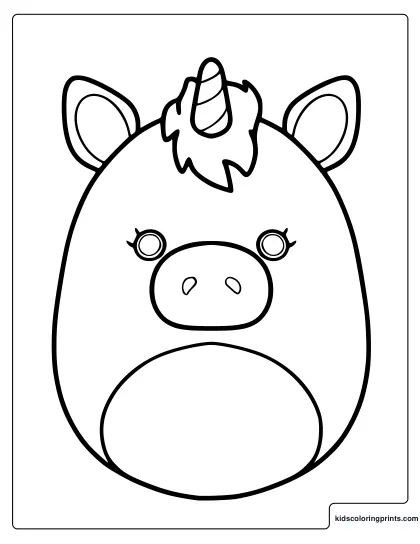 Celestina The Unicorn Squishmallow Coloring Page With Horn And Ears.