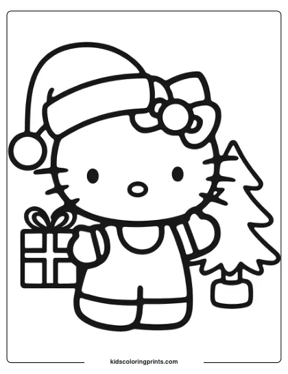 Hello Kitty Christmas Coloring Page