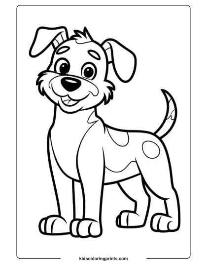 Clifford The Big Red Dog Standing Upright With A Wagging Tail In A Dog Coloring Page.