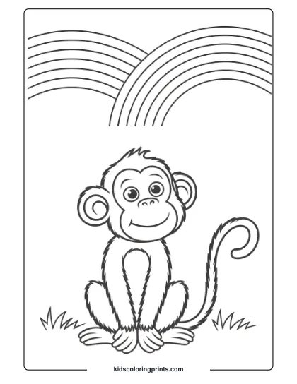 A Coloring Page Featuring A Monkey Peeking Out Of A Coconut, Giving A Curious And Playful Look.