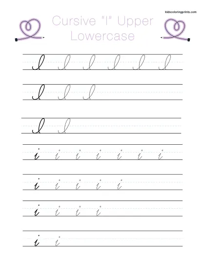 Cursive I Worksheet With Uppercase And Lowercase I For Cursive Handwriting Tracing.