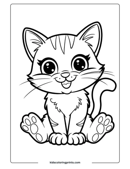 Cute Cat Coloring Page