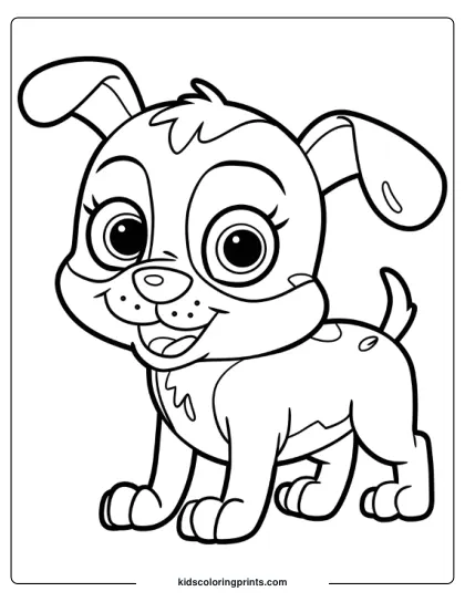 Playful Puppy With Floppy Ears And Expressive Eyes In A Cute Dog Coloring Page.