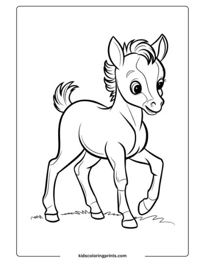A Foal Taking First Steps, Creating A Charming And Beginner-Friendly Coloring Page.