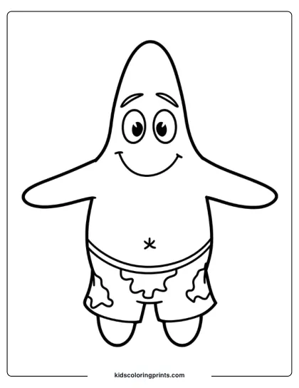 Patrick Star Smiles Cheerfully In This Cute And Fun Coloring Page For Kids.