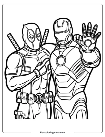 Deadpool And Iron Man Coloring Page