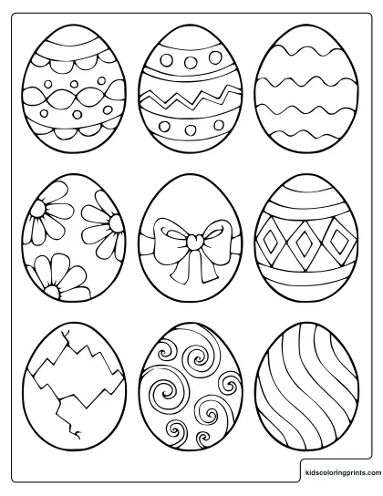 Detailed Easter Eggs With Mixed Patterns Coloring Page