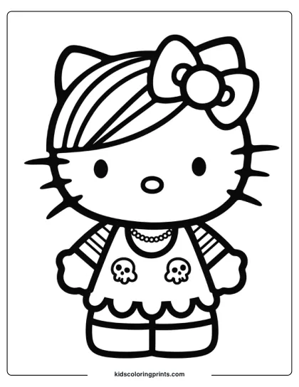 Emo Hello Kitty Coloring Page