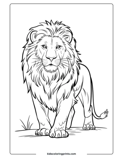 A Fierce Lion Protecting Its Territory, A Bold And Strong Lion Coloring Page For Kids To Explore.
