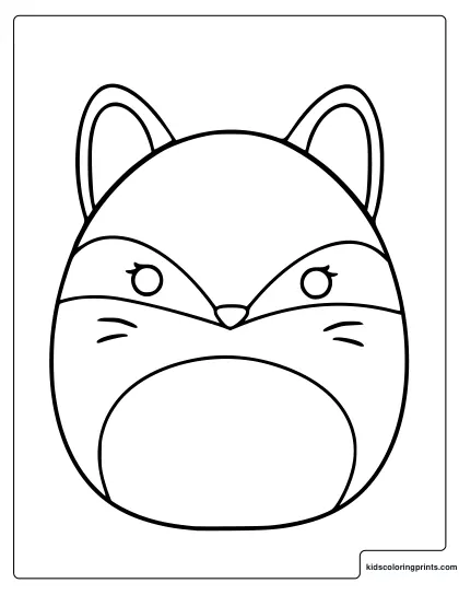 Fifi The Fox Squishmallow Coloring Page With Pointed Ears And Facial Markings.