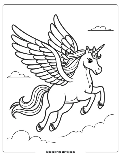 Flying Unicorn Coloring Page