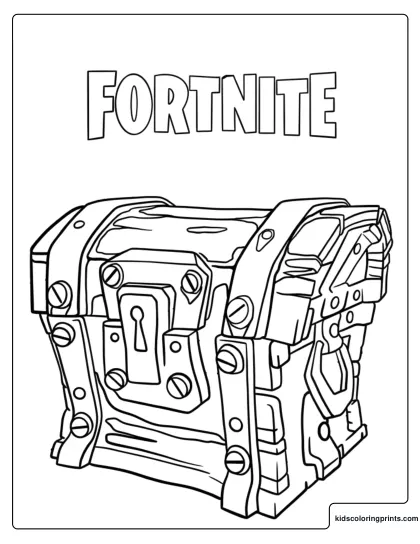 Fortnite Battle Royale Chest Coloring Page With Locked Treasure Chest