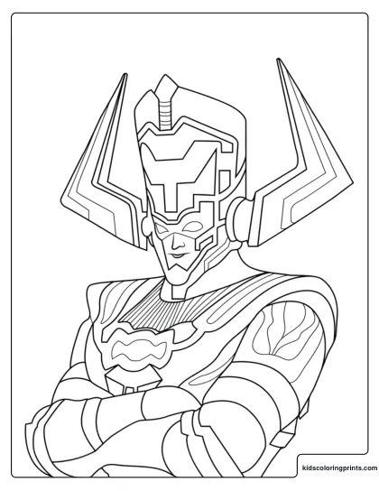 Fortnite Galactus Skin Coloring Page With Large Helmet And Armor