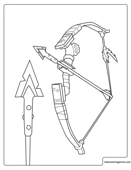 Fortnite Makeshift Bow Coloring Page With Arrow And Spare Arrowhead