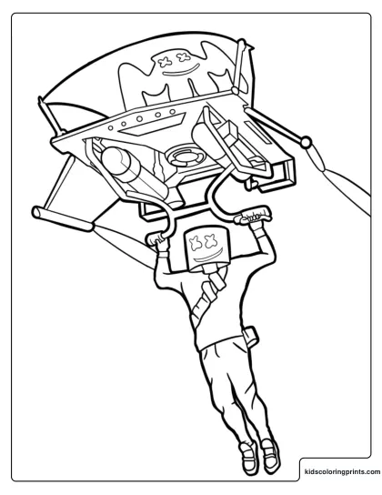 Fortnite Marshmellow Coloring Page With Character Holding Glider Handles