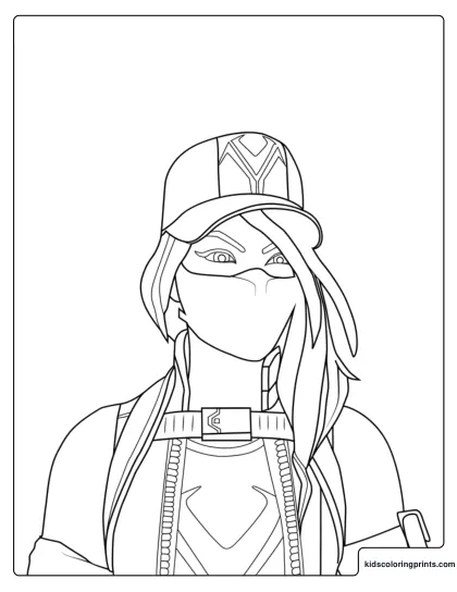 Fortnite Miniatura Coloring Page With Cap Face Mask And Long Hair