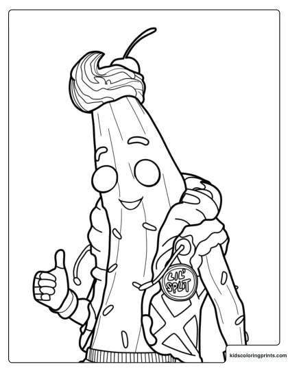 Fortnite Peely Lil Split Coloring Page With Sundae Banana Outfit And Thumbs Up