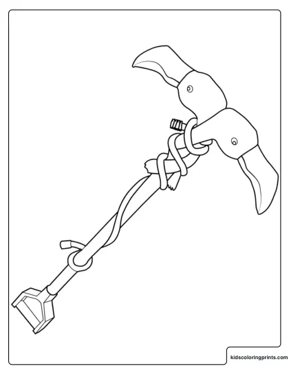 Fortnite Pink Flamingo Pickaxe Coloring Page With Flamingo Head And Wrapped Handle