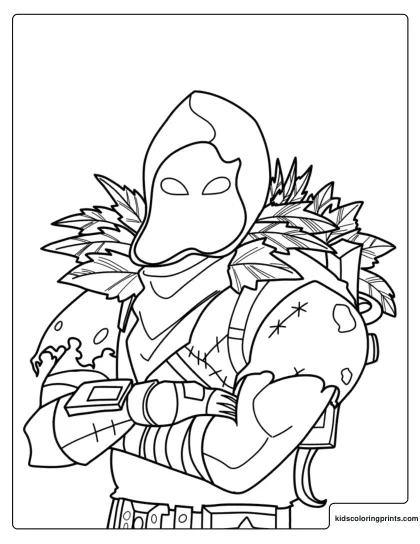 Fortnite Raven Coloring Page With Hood Mask And Feathered Shoulders