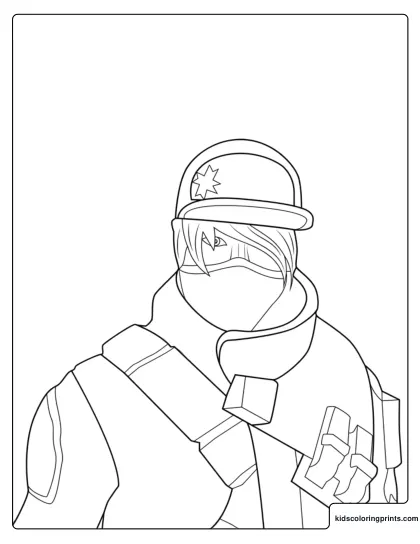 Fortnite Shot Caller Coloring Page With Cap Face Mask And Shoulder Strap