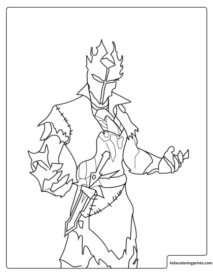 Fortnite Spider Knight Skin Coloring Page With Flaming Helmet And Armor