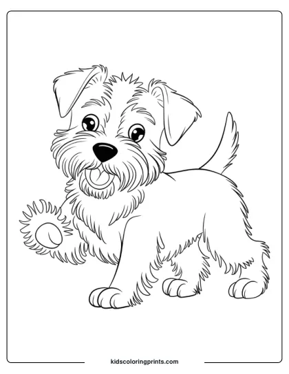 Furry Jack Russell Terrier Standing Excitedly With A Fluffy Coat In A Dog Coloring Page.