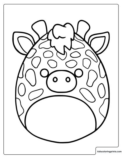 Gary The Giraffe Squishmallow Coloring Page With Spots And Small Ears.