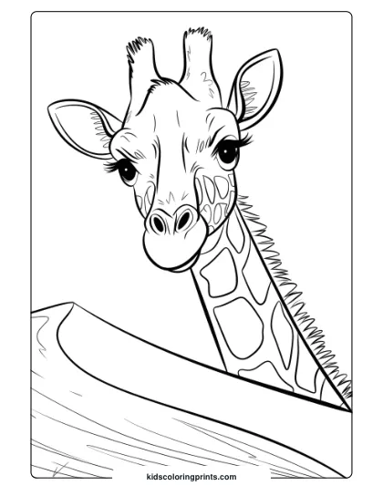Giraffe Peeking Over A Dune In A Curious Coloring Page, Ideal For Adventurous Children.