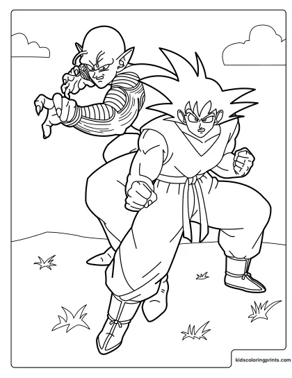 Goku And Piccolo Coloring Page With Goku In Front And Piccolo Behind
