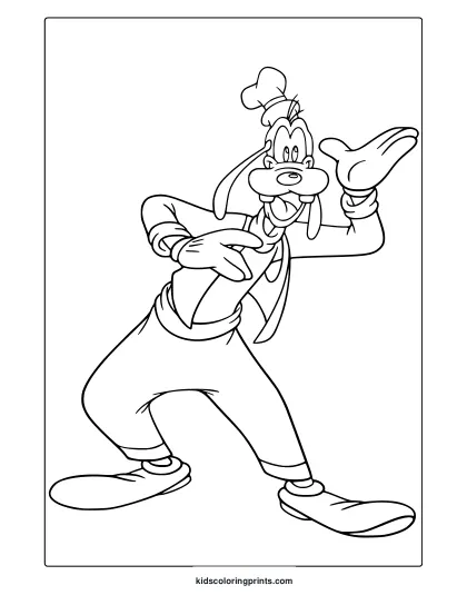Goofy Coloring Page Posing Playfully.