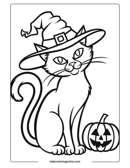 Halloween Cat Coloring Page