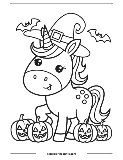 Halloween Unicorn Coloring Page
