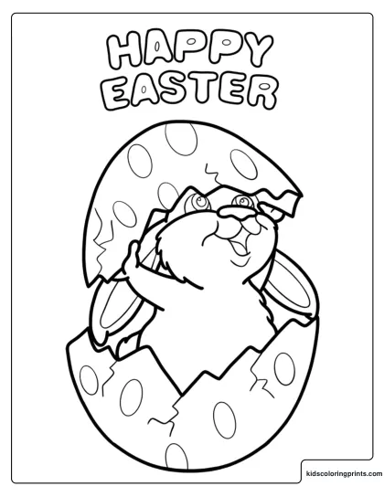 Hatching Bunny From A Cracked Easter Egg Coloring Page