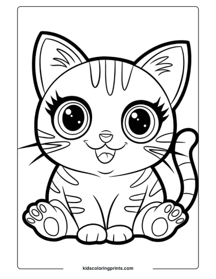 Kawaii Cat Coloring Page