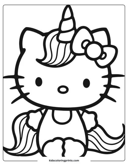 Kitty Unicorn Coloring Page