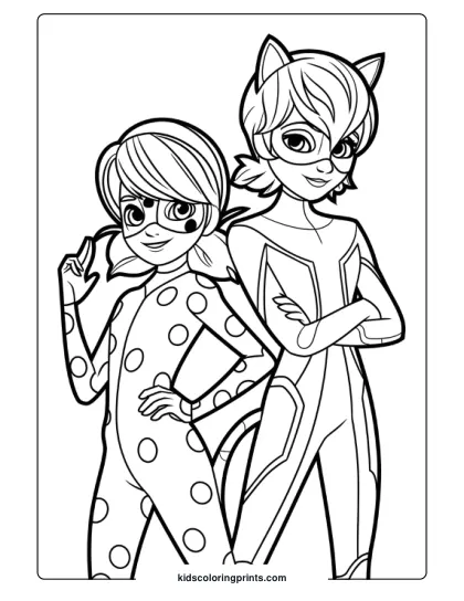 Ladybug Cat Noir Coloring Page