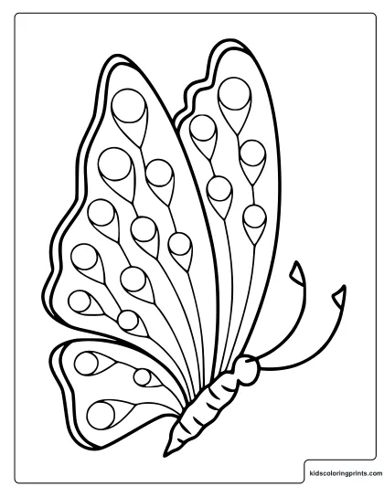 Large Butterfly In The Air Coloring Page With Long Decorative Wings