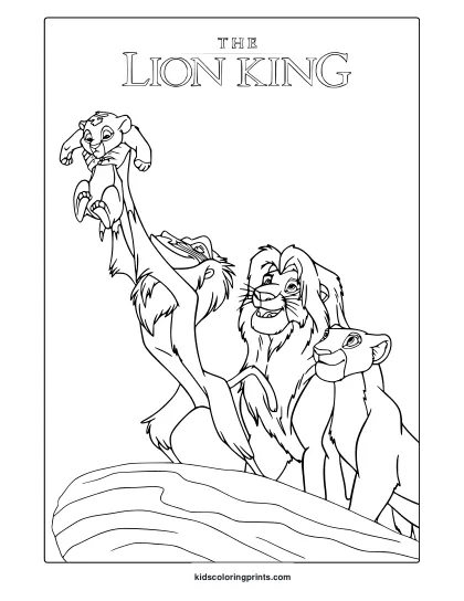 Lion King Coloring Page Simba Lifted Up.