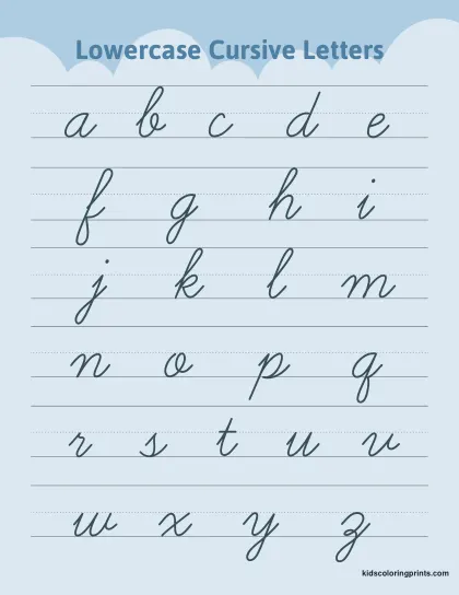 Lowercase Cursive Letters Chart Showing Small Letters From A To Z On Handwriting Lines