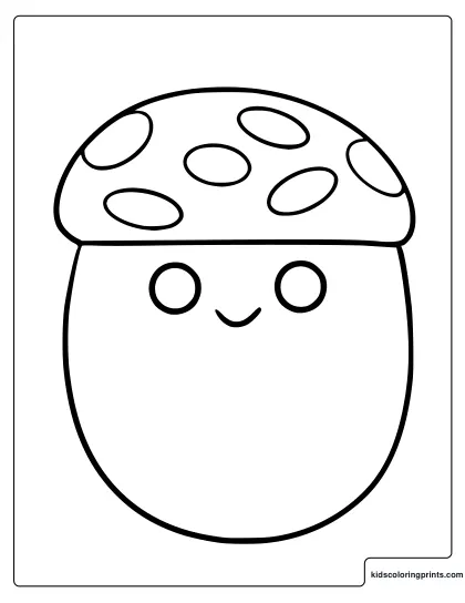 Malcolm The Mushroom Squishmallow Coloring Page With Spotted Cap.