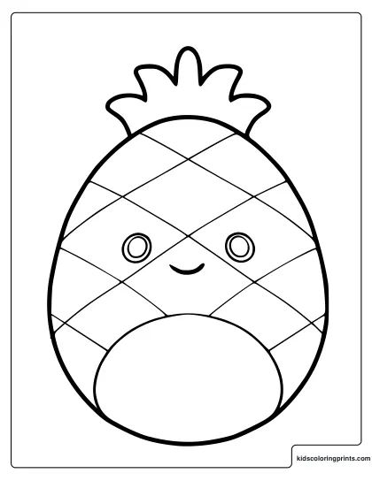 Maui The Pineapple Squishmallow Coloring Page With Crisscross Pattern.
