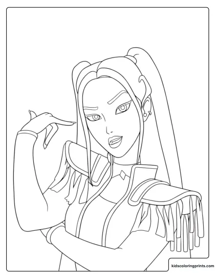 Mira Close Up Armor Look Coloring Page With Shoulder Pieces And Fringe Details