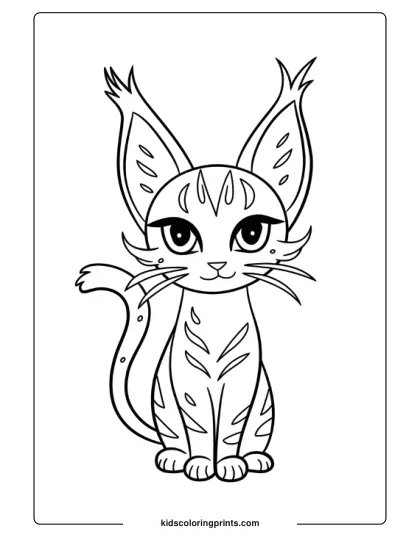 Mythical Anime Cat Coloring Page