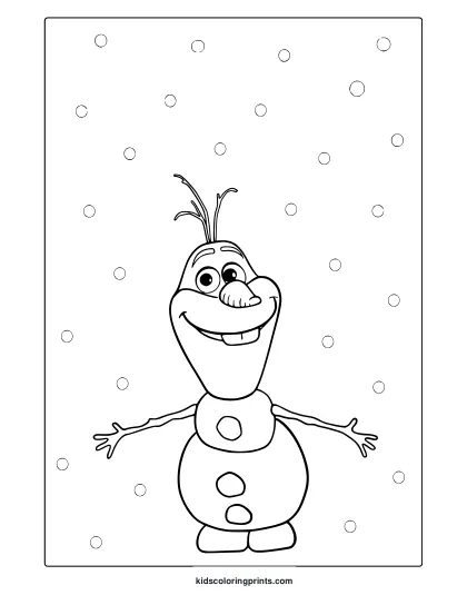 Olaf Coloring Page Standing With Open Arms.