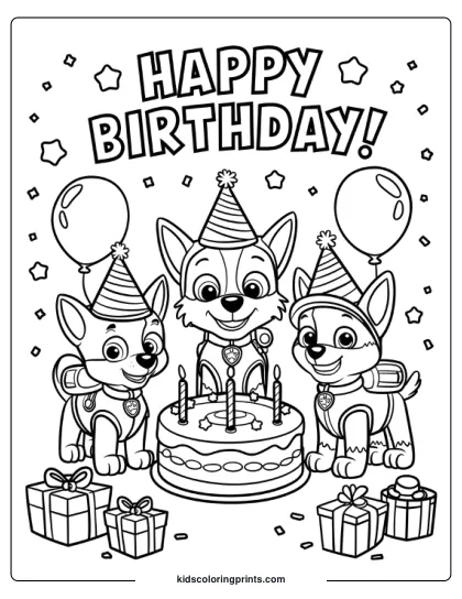Paw Patrol Birthday Coloring Page