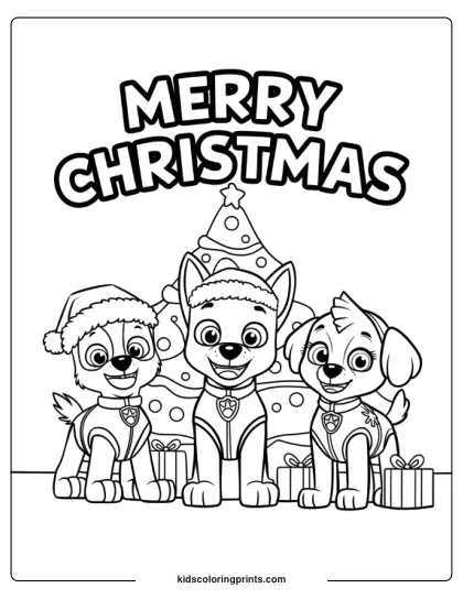 Paw Patrol Christmas Coloring Page