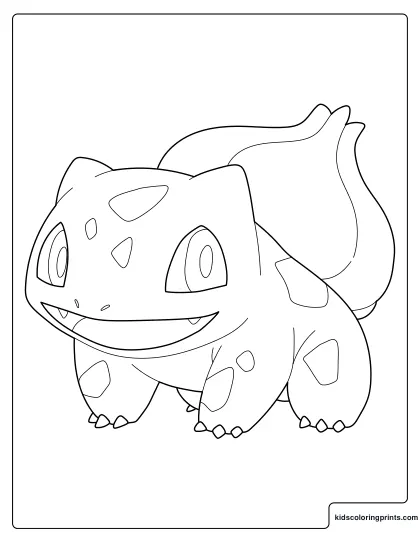 Bulbasaur Coloring Page Smiling Forward